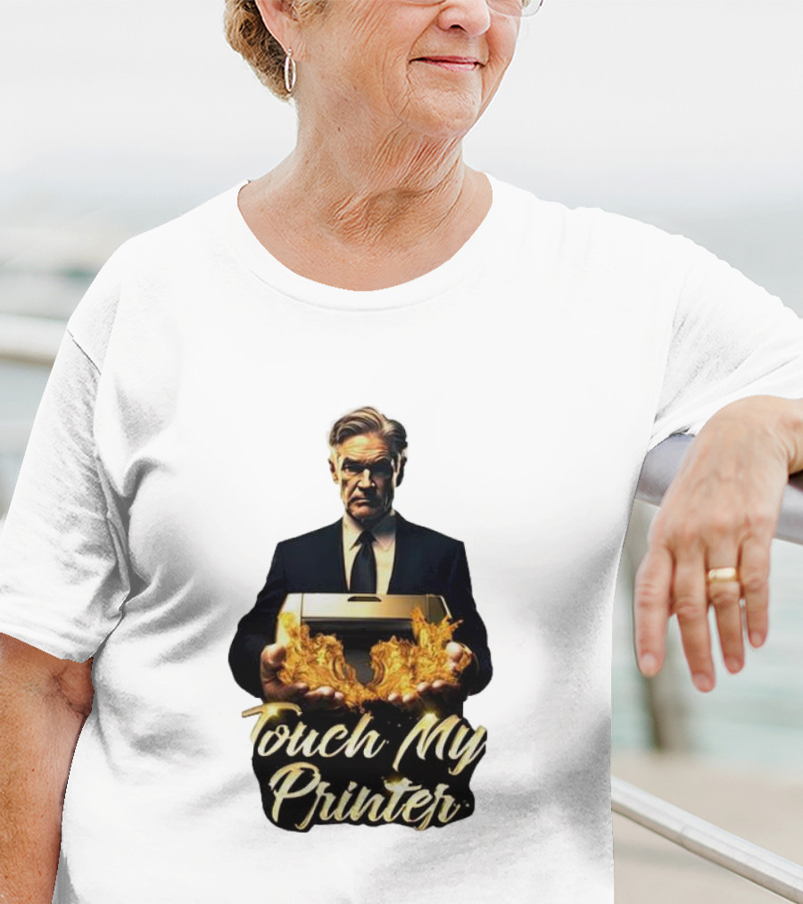 Jerome Powell Touch My Printer Flames Money T-Shirt