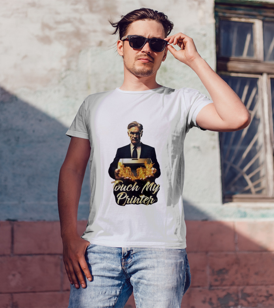 Jerome Powell Touch My Printer Flames Money T-Shirt