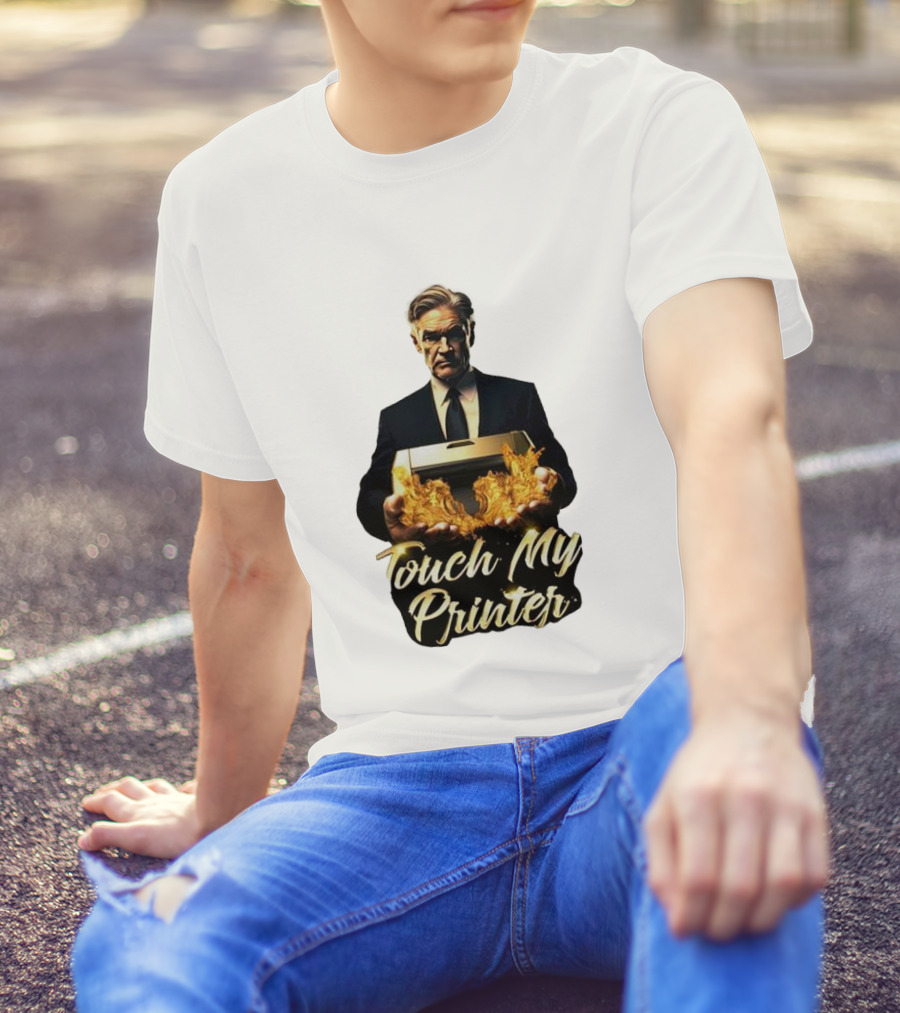 Jerome Powell Touch My Printer Flames Money T-Shirt