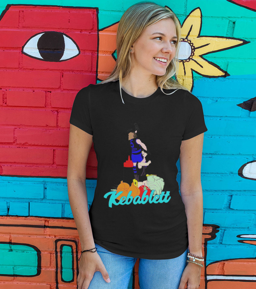Kebablett Jumping Sports Cartoon With Ingredients T-Shirt