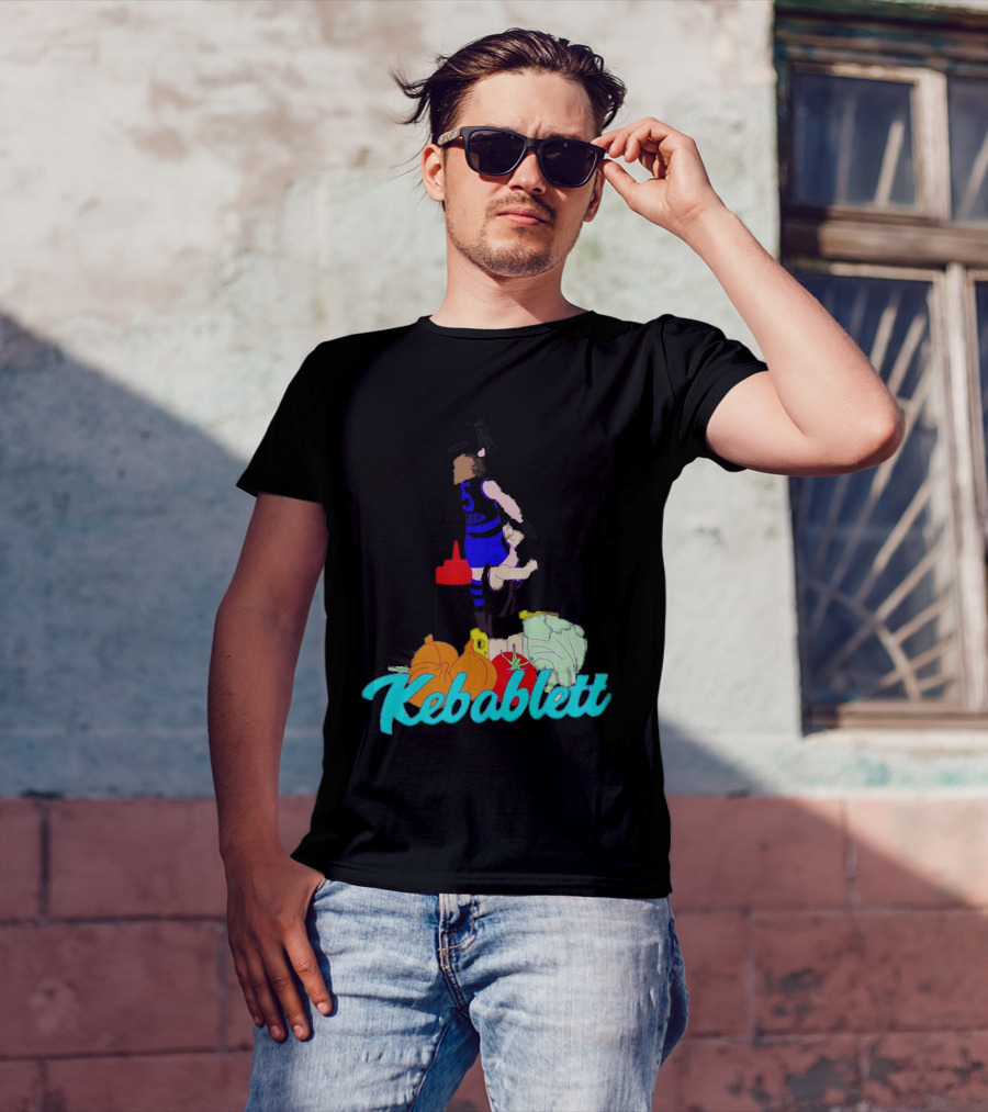 Kebablett Jumping Sports Cartoon With Ingredients T-Shirt