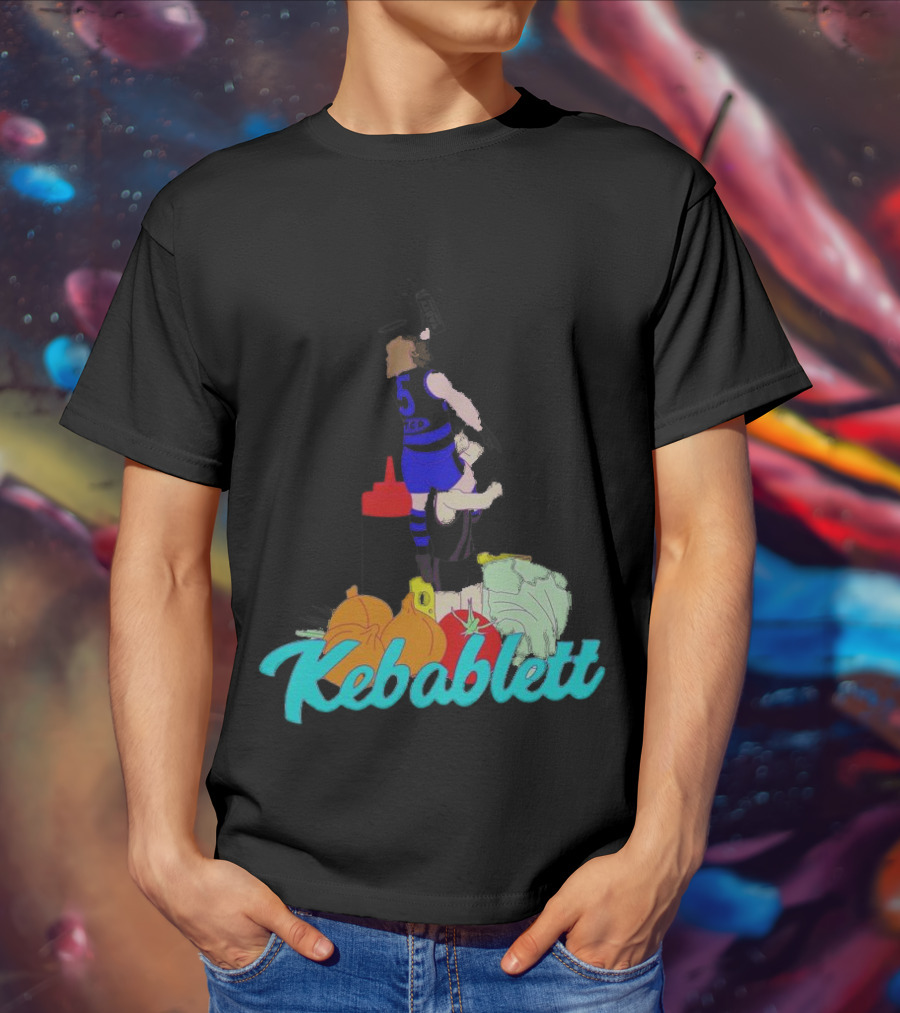 Kebablett Jumping Sports Cartoon With Ingredients T-Shirt
