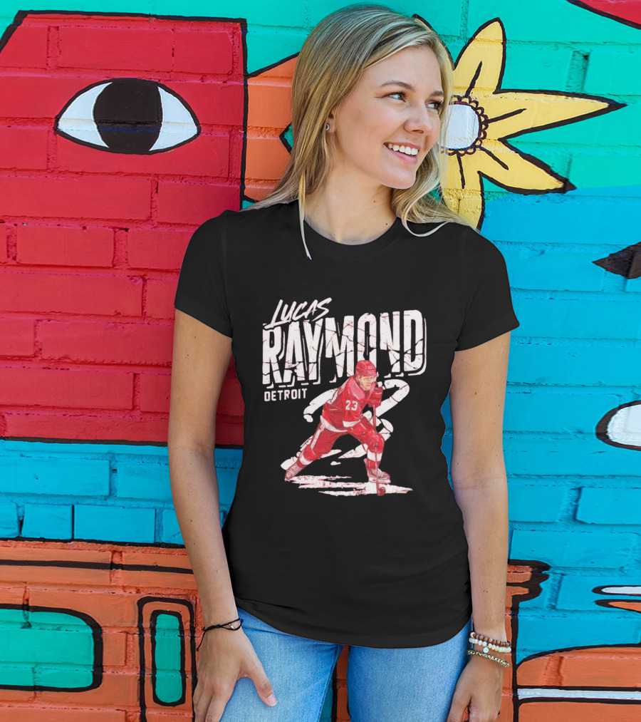 Lucas Raymond Detroit Hockey Player 23 Dynamic Action T-Shirt