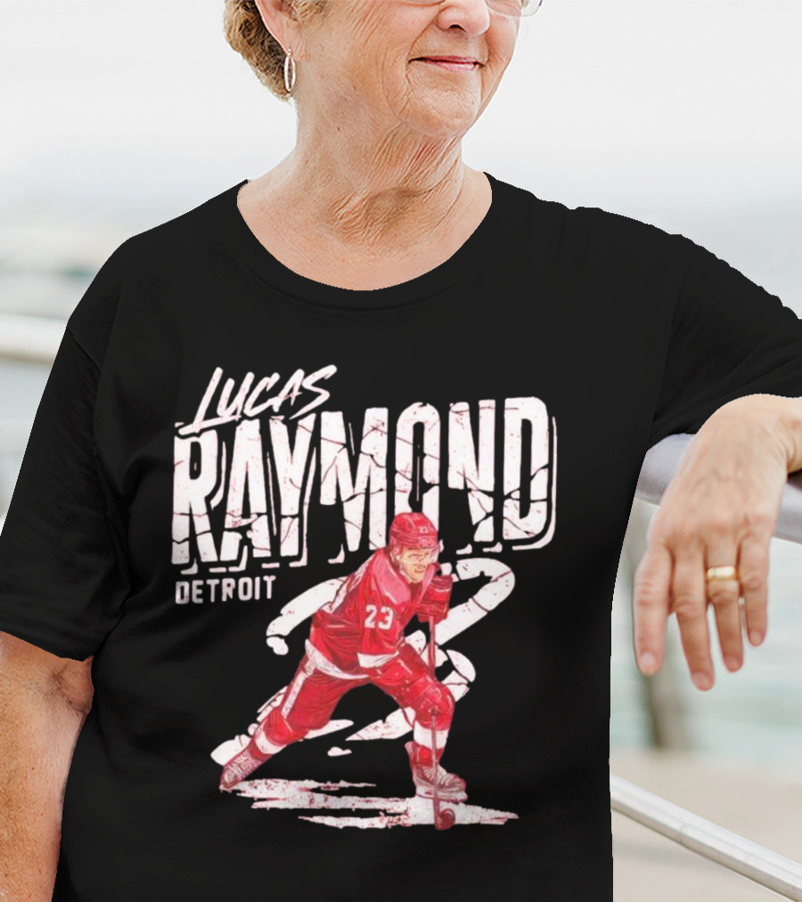Lucas Raymond Detroit Hockey Player 23 Dynamic Action T-Shirt