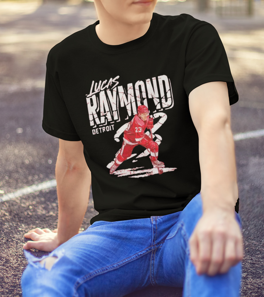 Lucas Raymond Detroit Hockey Player 23 Dynamic Action T-Shirt
