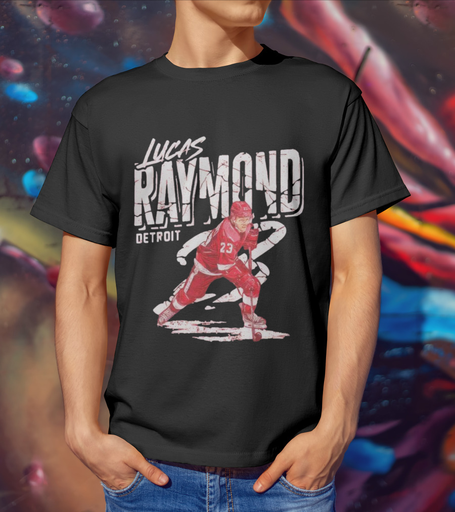 Lucas Raymond Detroit Hockey Player 23 Dynamic Action T-Shirt