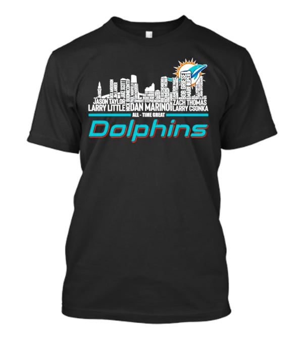 Miami Dolphins Dan Marino Larry Csonka Larry Little Legends All-Time Great City Names T-Shirt