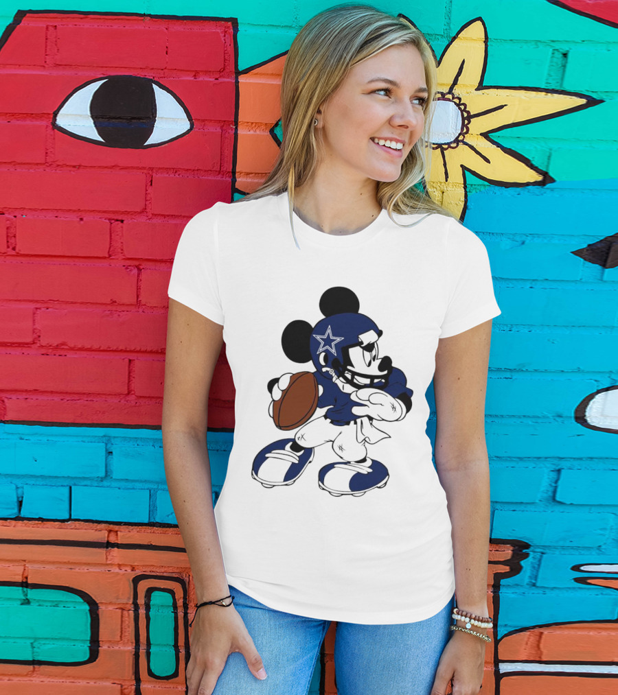 Mickey Mouse Dallas Cowboys Football Quarterback T-Shirt