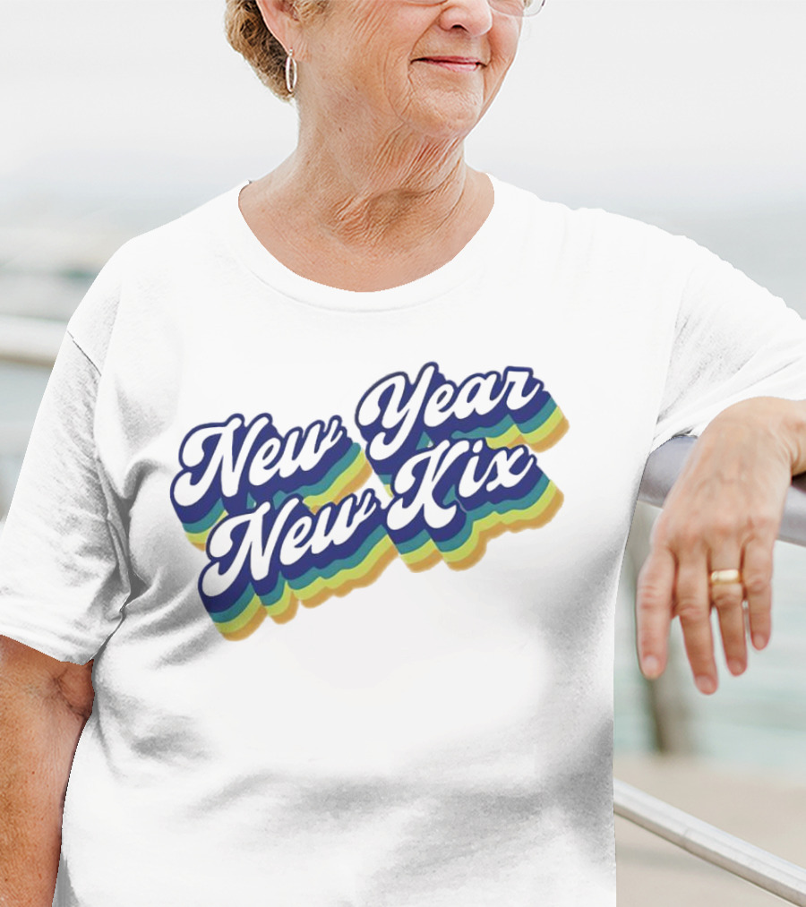 New Year New Kix Retro Colorful Script T-Shirt