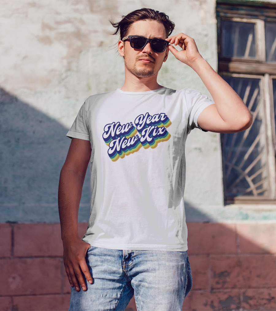 New Year New Kix Retro Colorful Script T-Shirt