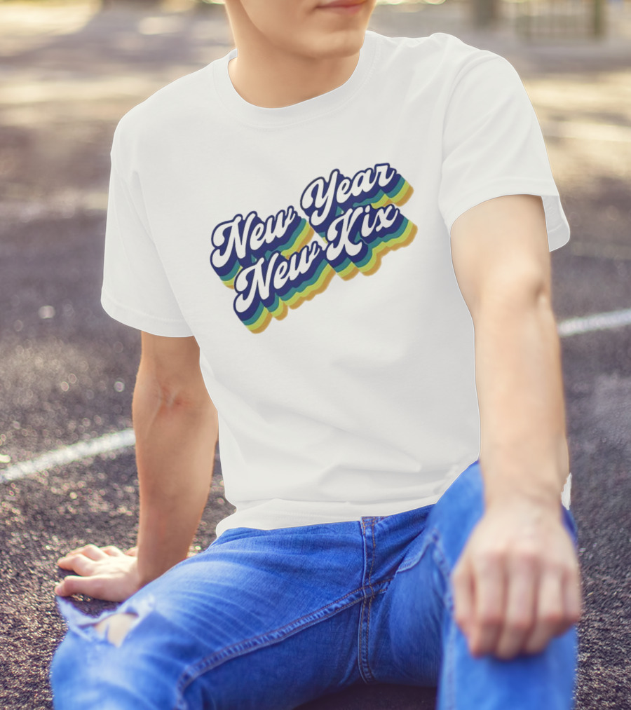 New Year New Kix Retro Colorful Script T-Shirt