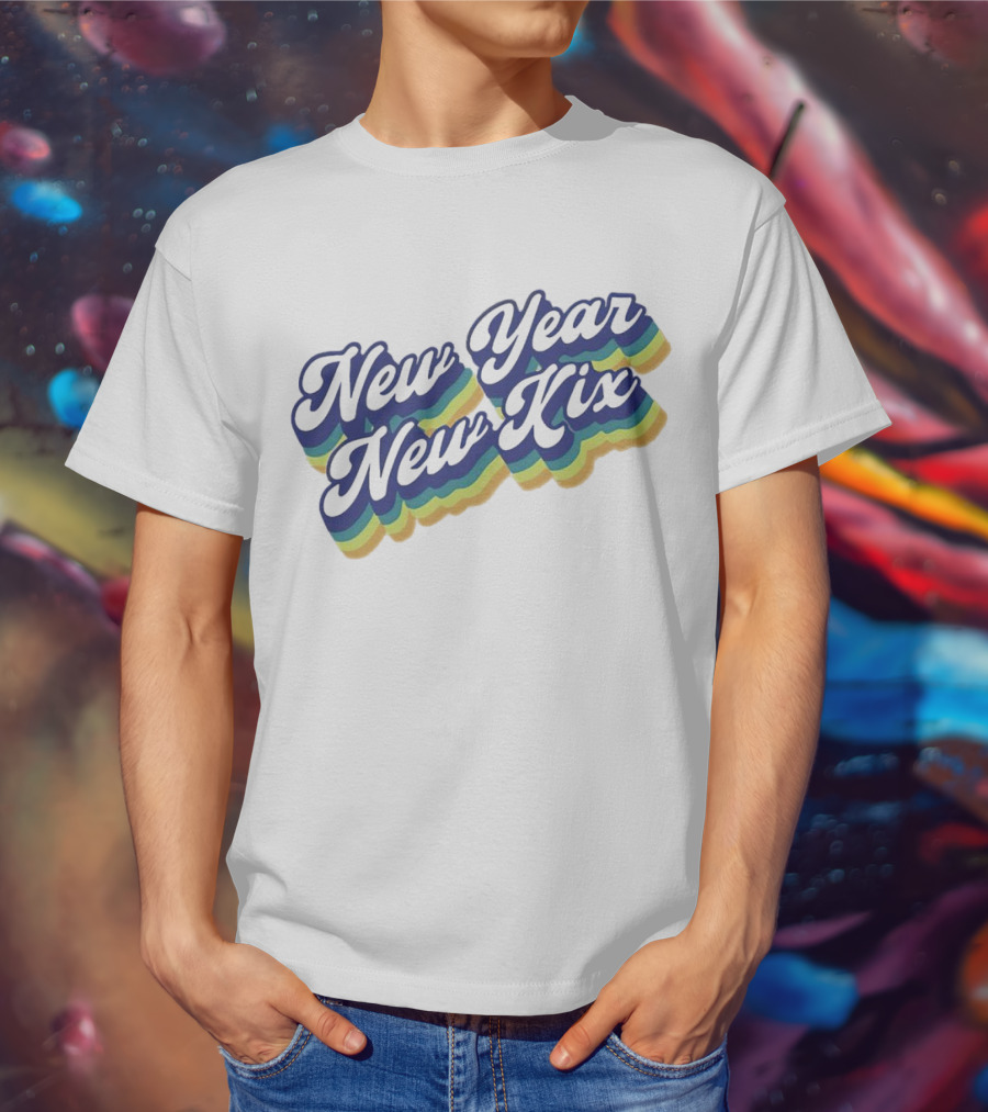 New Year New Kix Retro Colorful Script T-Shirt