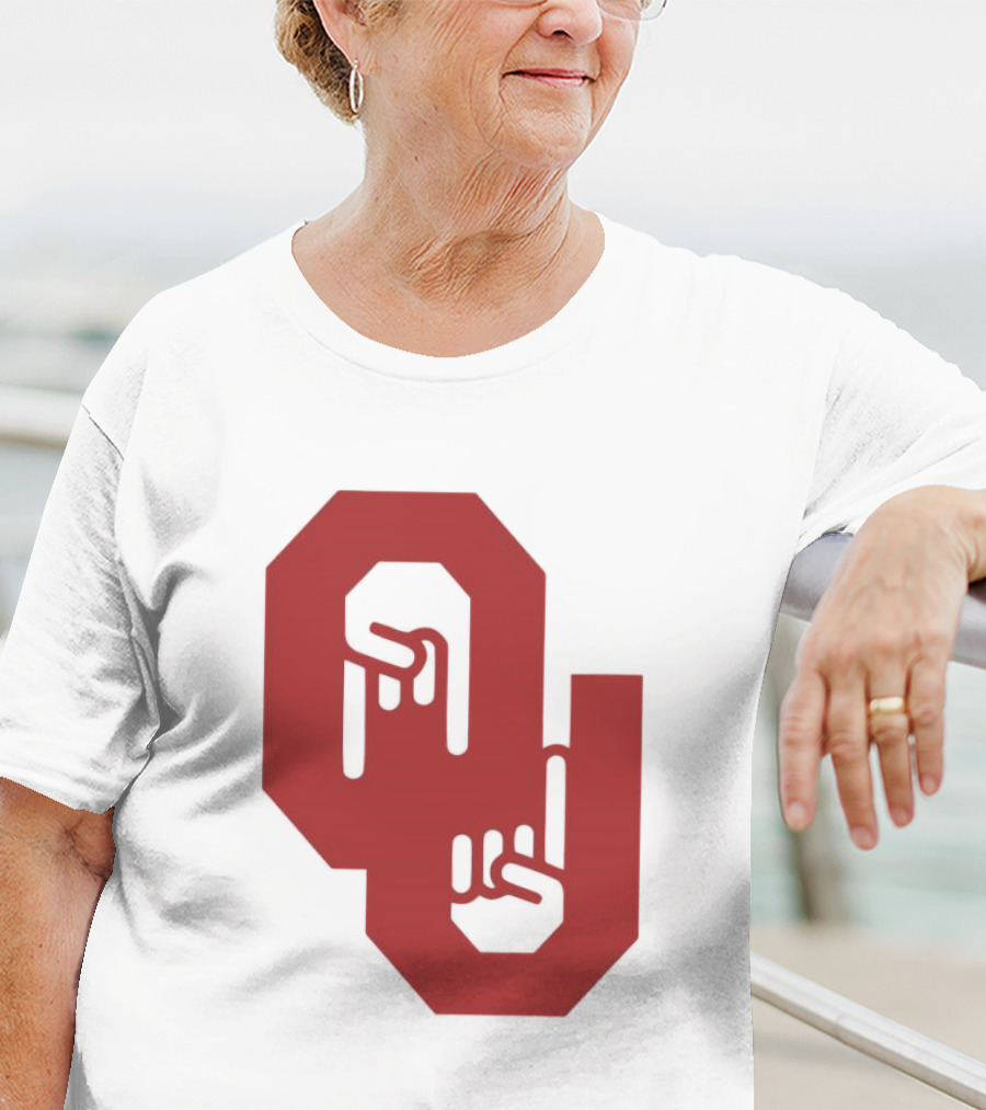 Oklahoma Sooners Logo With Horns Down Hand Gesture T-Shirt