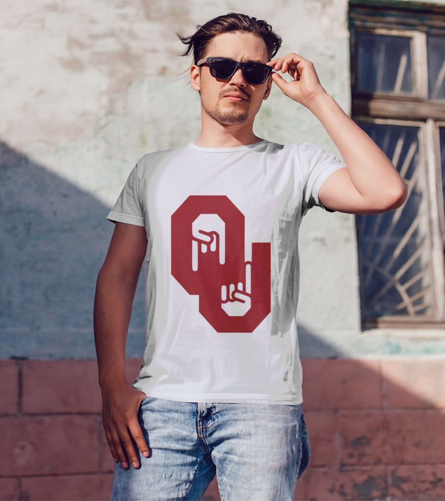 Oklahoma Sooners Logo With Horns Down Hand Gesture T-Shirt