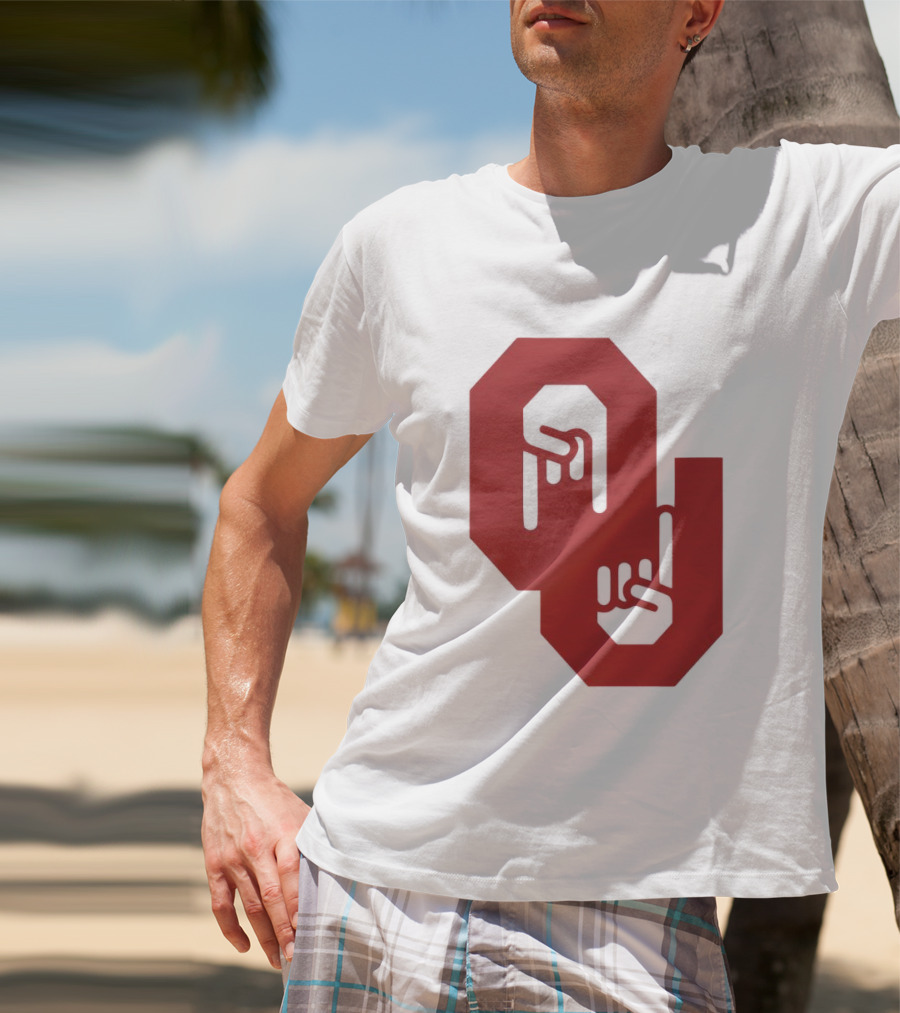 Oklahoma Sooners Logo With Horns Down Hand Gesture T-Shirt