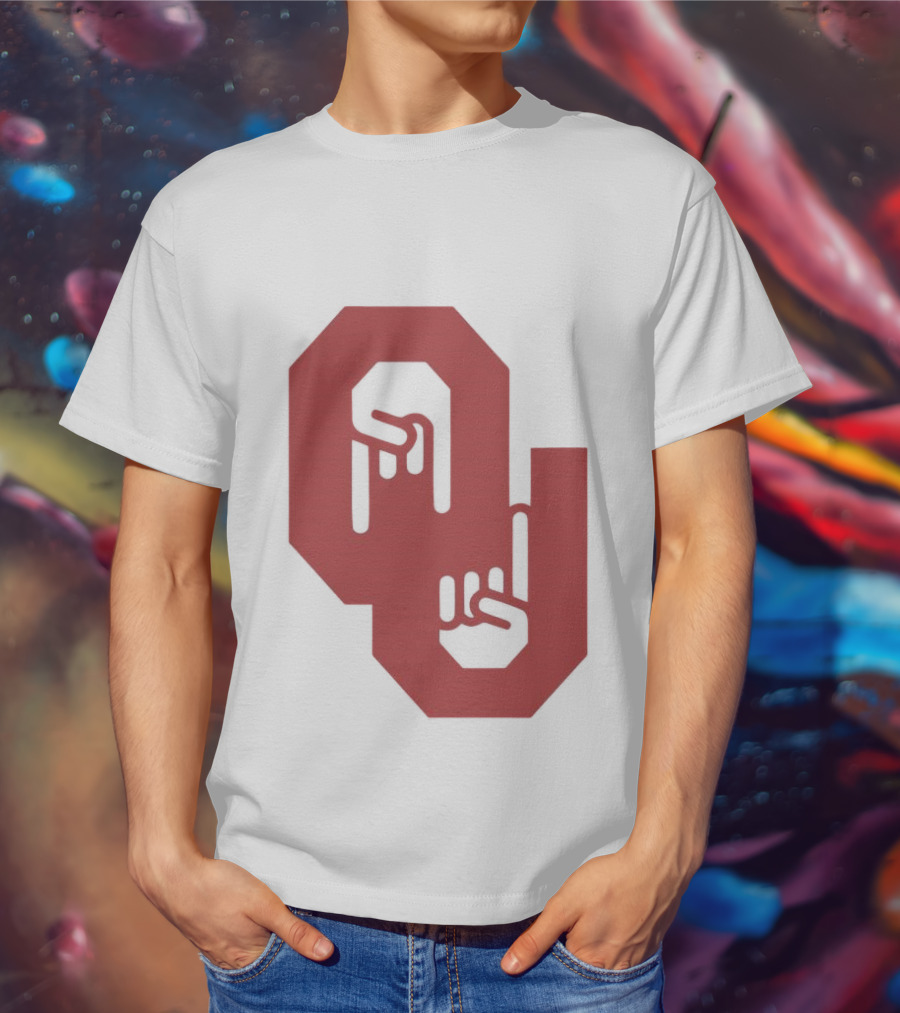 Oklahoma Sooners Logo With Horns Down Hand Gesture T-Shirt