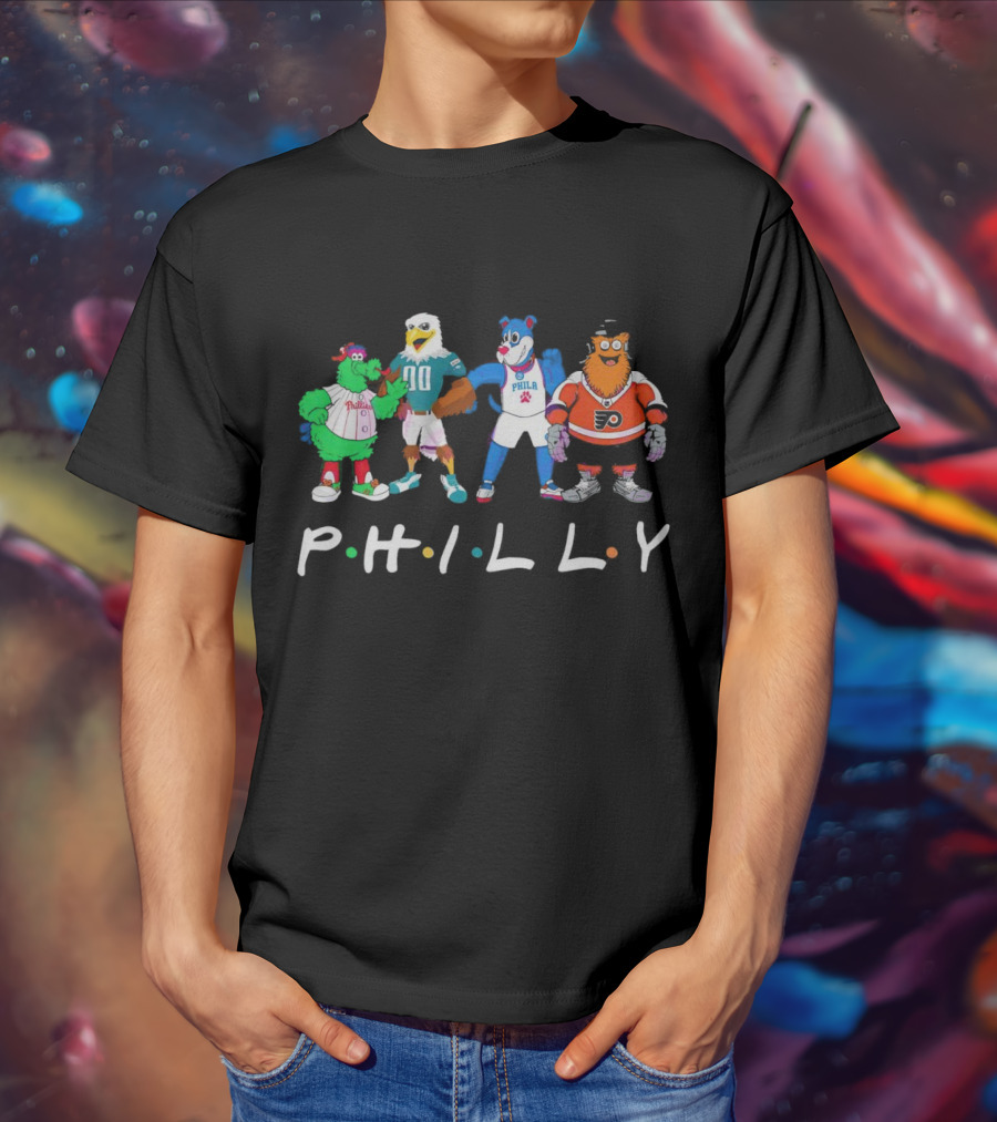 PHILLY Sports Mascots Phillies Eagles 76ers Flyers T-Shirt