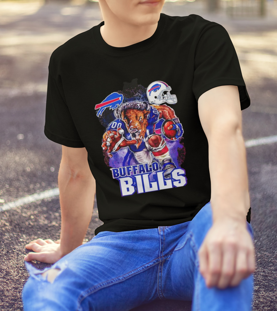 Buffalo Bills Charging Mascot With Helmet T-Shirt