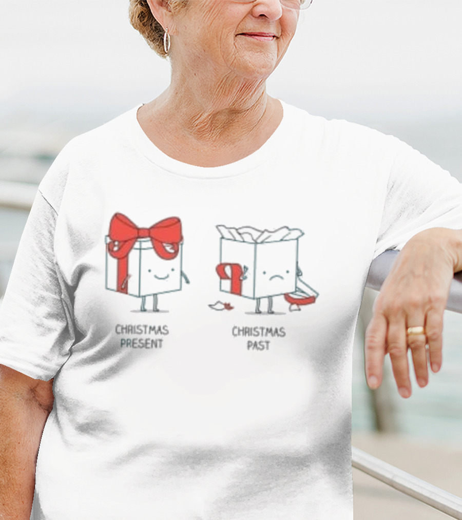Christmas Present Christmas Past Box Characters With Bows And Expressions T-Shirt