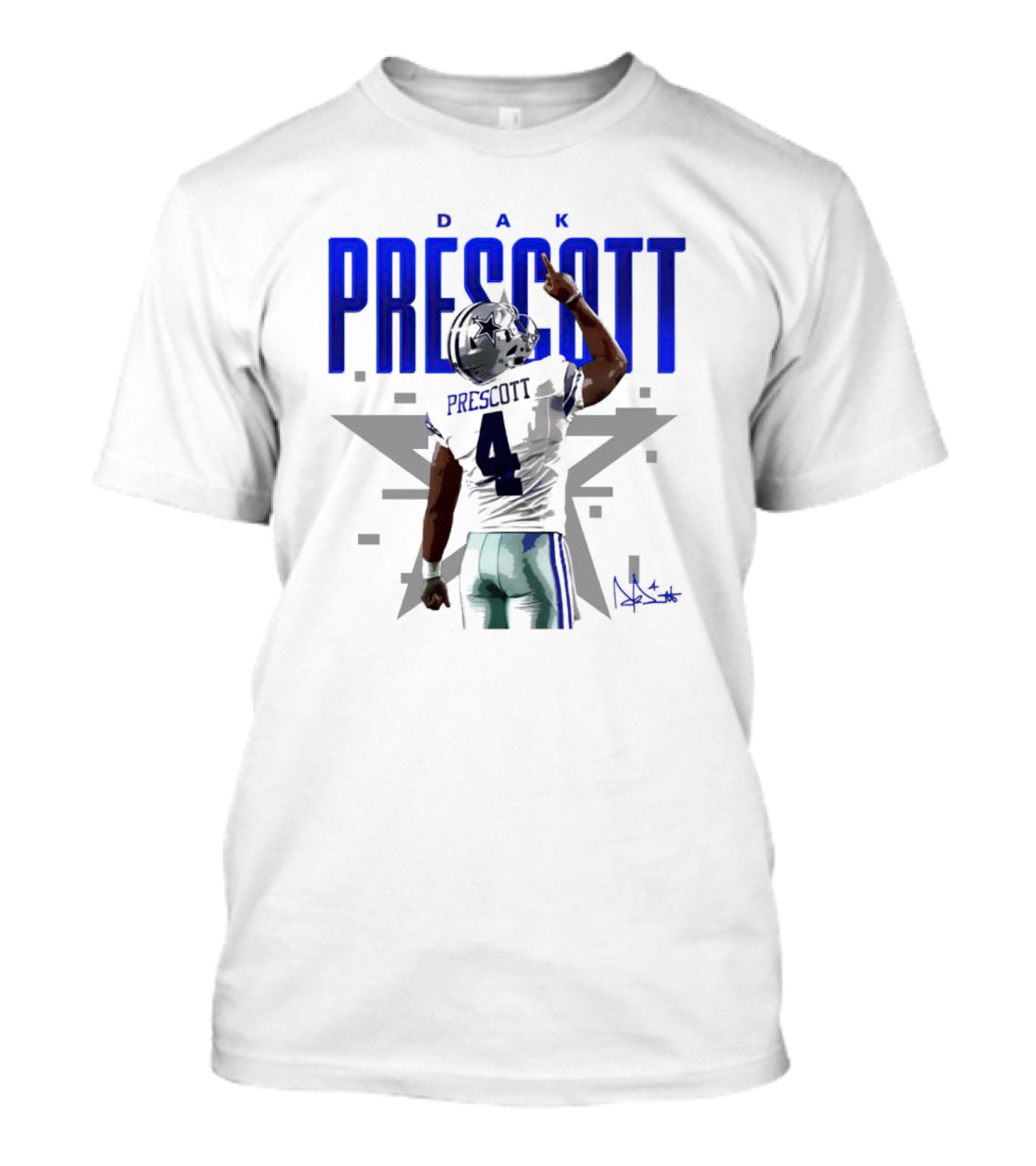 Dak Prescott Dallas Cowboys Number 4 Signature Star T-Shirt