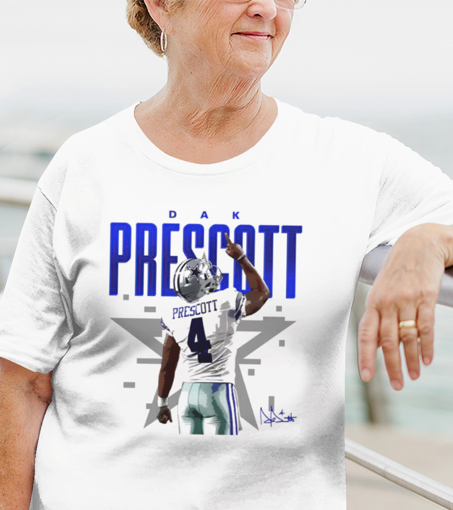 Dak Prescott Dallas Cowboys Number 4 Signature Star T-Shirt
