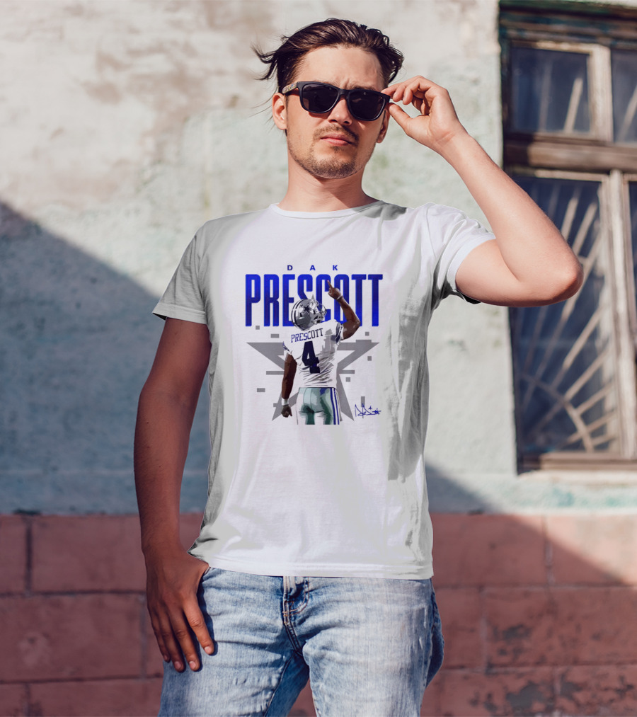 Dak Prescott Dallas Cowboys Number 4 Signature Star T-Shirt