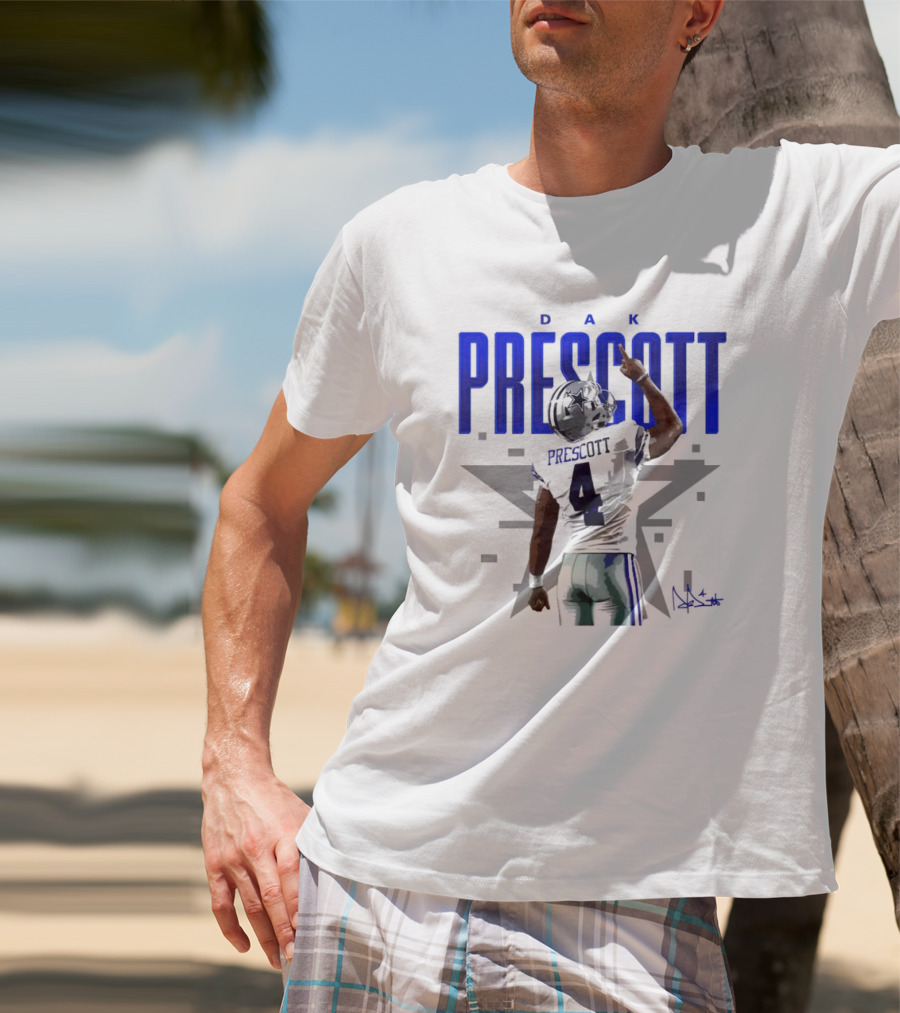 Dak Prescott Dallas Cowboys Number 4 Signature Star T-Shirt