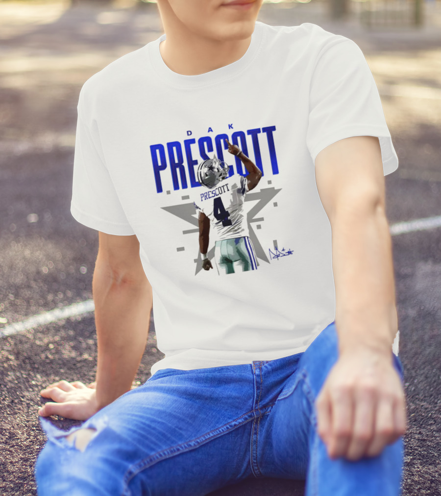 Dak Prescott Dallas Cowboys Number 4 Signature Star T-Shirt