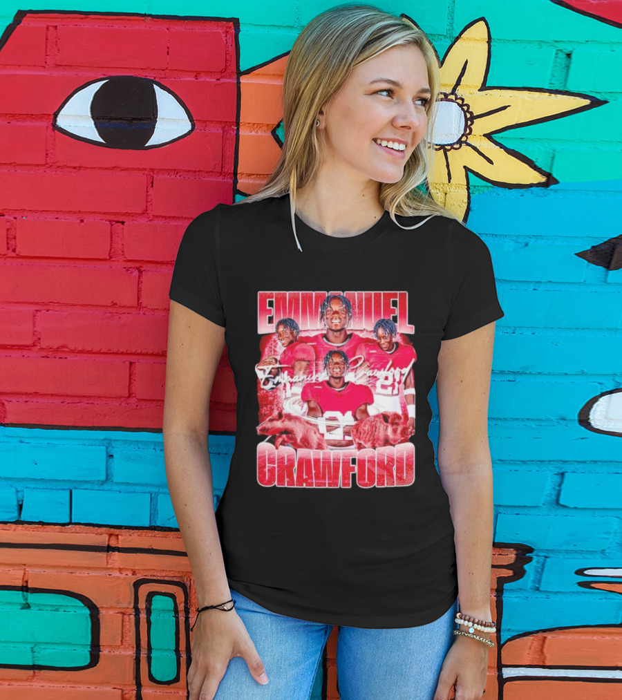 Emmanuel Crawford Arkansas Razorbacks Football Vintage Retro Collage T-Shirt