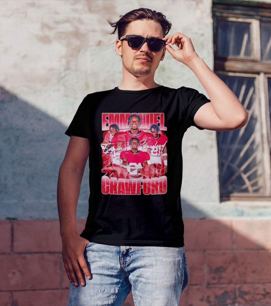 Emmanuel Crawford Arkansas Razorbacks Football Vintage Retro Collage T-Shirt