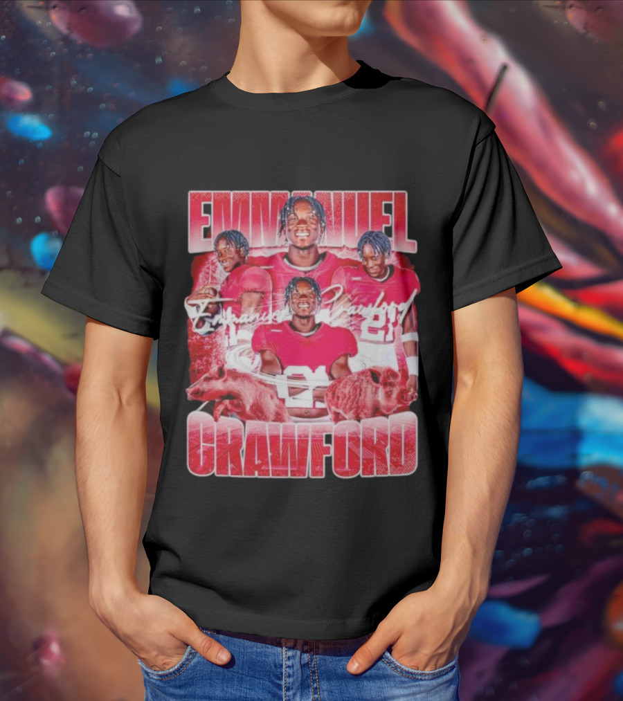 Emmanuel Crawford Arkansas Razorbacks Football Vintage Retro Collage T-Shirt