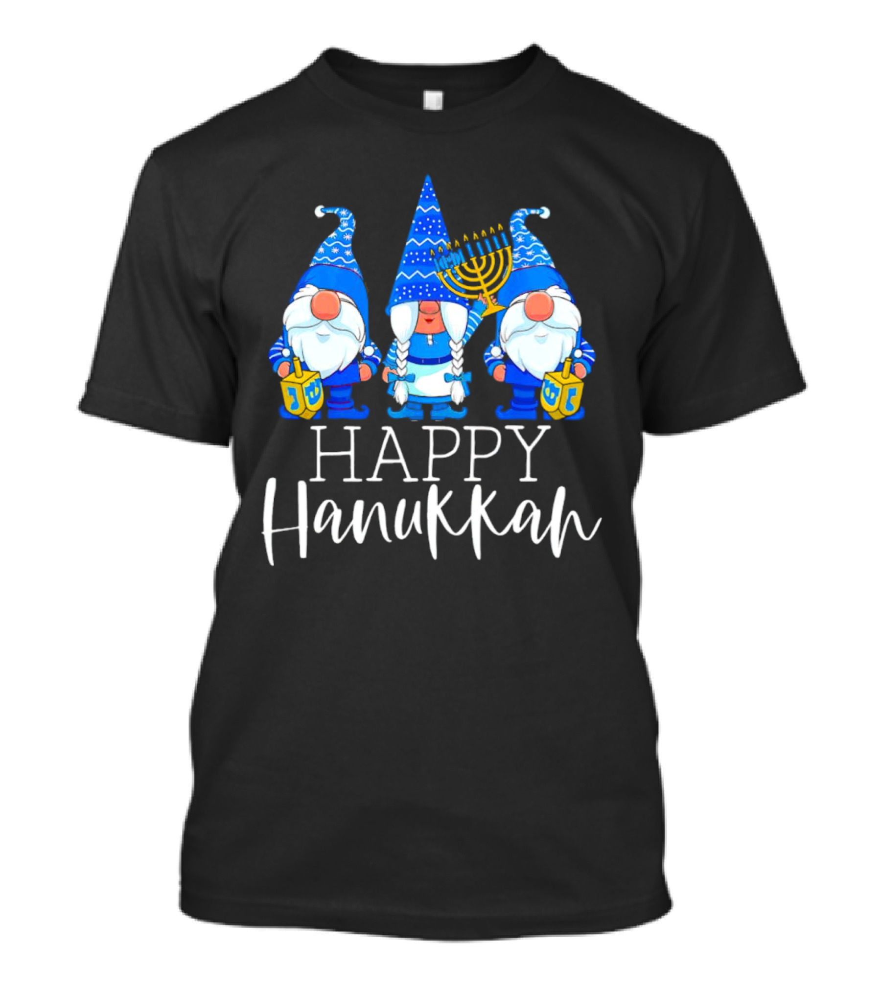 Gnomes Celebrating Hanukkah With Menorah And Dreidel T-Shirt