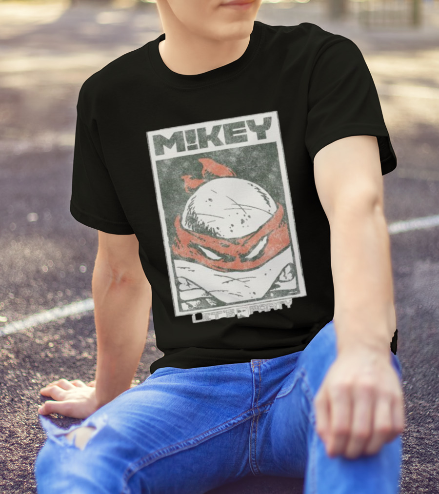 MIKEY Let's Party Teenage Mutant Ninja Turtles Retro Comic T-Shirt