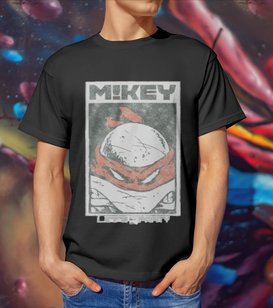 MIKEY Let's Party Teenage Mutant Ninja Turtles Retro Comic T-Shirt