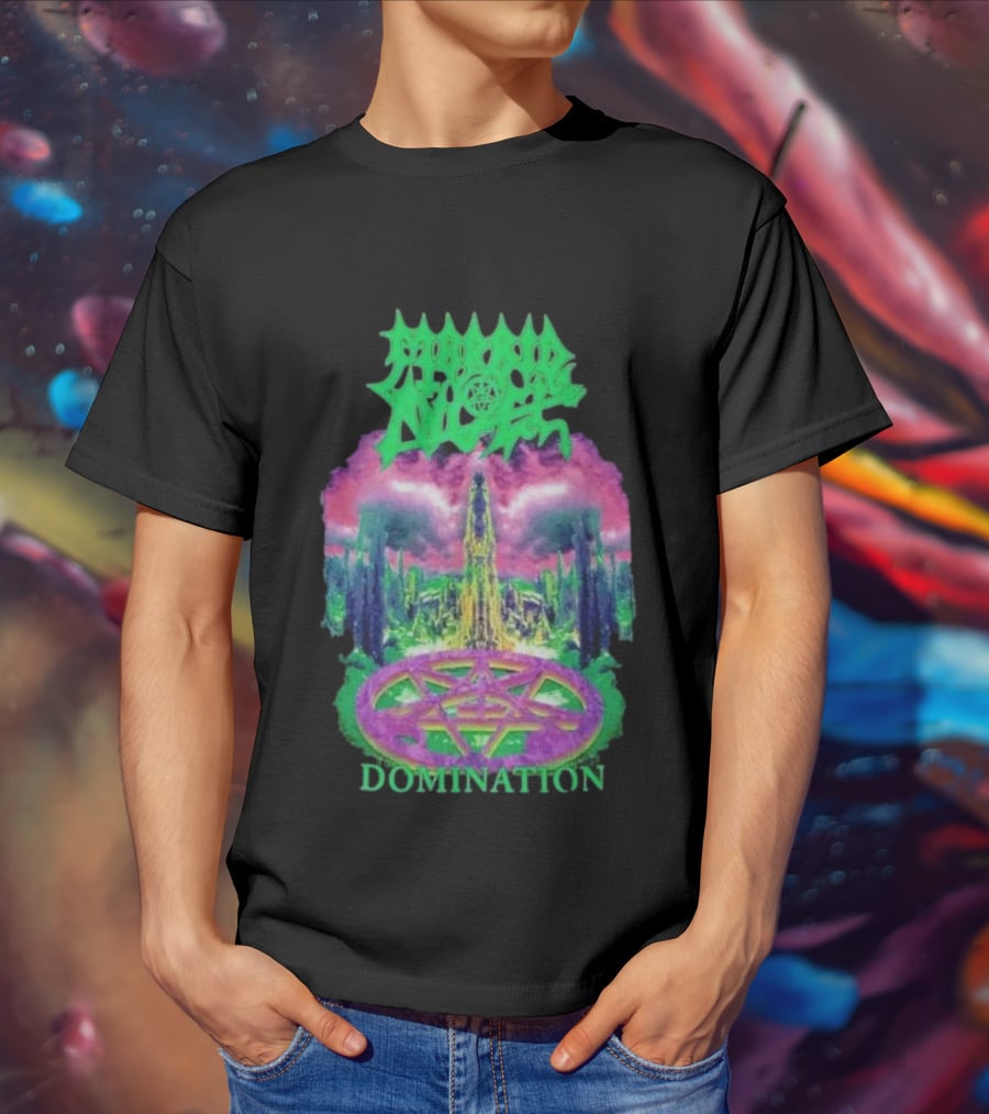 Morbid Angel Domination Pentagram Psychedelic Landscape Iconic T-Shirt
