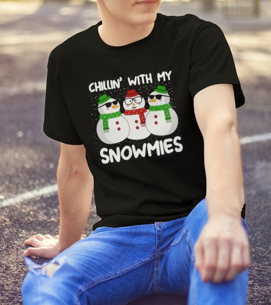 Chillin' With My Snowmies Christmas Snowman Trio T-Shirt