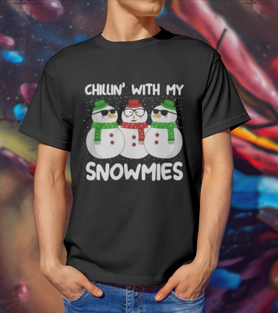 Chillin' With My Snowmies Christmas Snowman Trio T-Shirt
