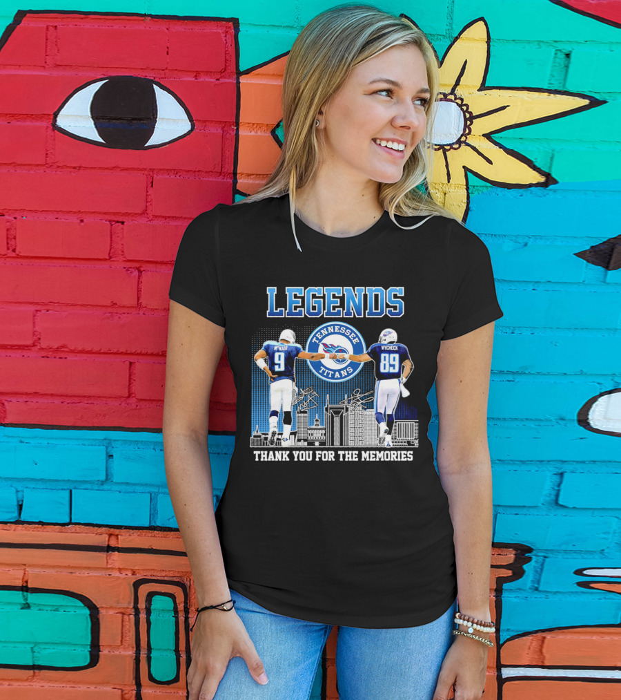 LEGENDS Tennessee Titans McNair Wycheck Thank You For The Memories T-Shirt
