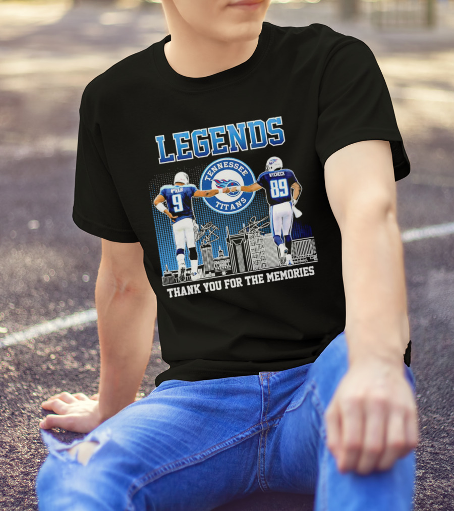 LEGENDS Tennessee Titans McNair Wycheck Thank You For The Memories T-Shirt