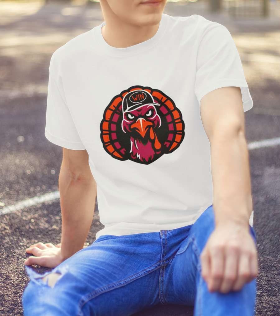Turkey Wearing A Win Hat With Fierce Expression T-Shirt