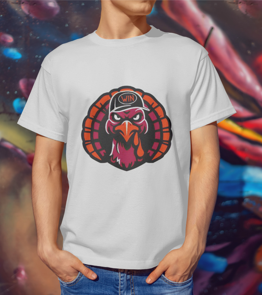 Turkey Wearing A Win Hat With Fierce Expression T-Shirt