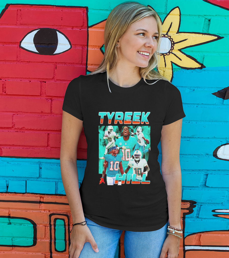 TYREEK HILL Picture Collage Miami Dolphins Football Images T-Shirt