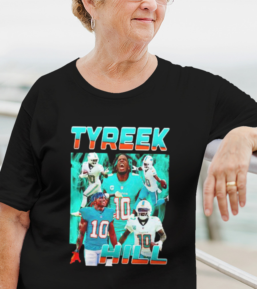 TYREEK HILL Picture Collage Miami Dolphins Football Images T-Shirt