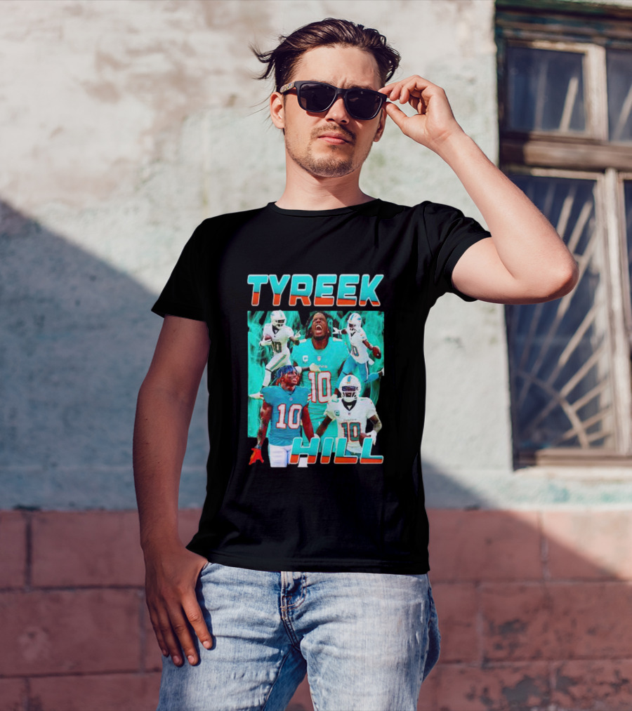 TYREEK HILL Picture Collage Miami Dolphins Football Images T-Shirt