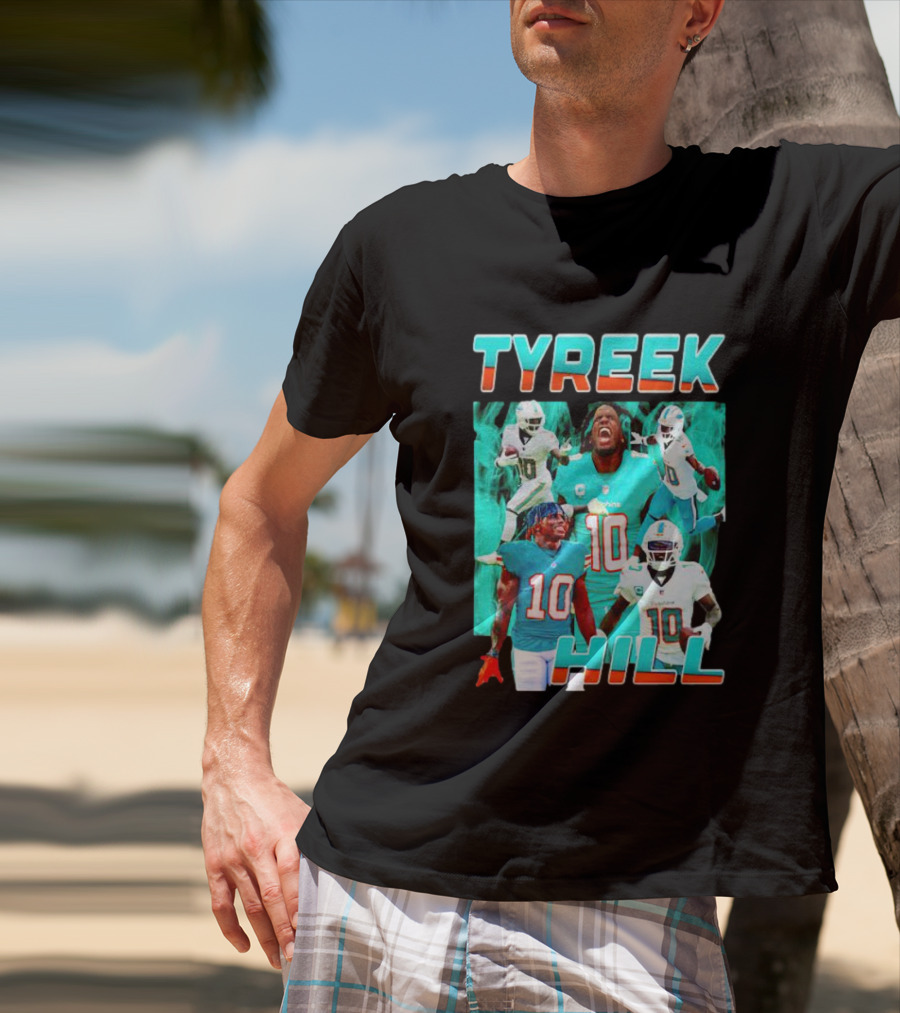 TYREEK HILL Picture Collage Miami Dolphins Football Images T-Shirt