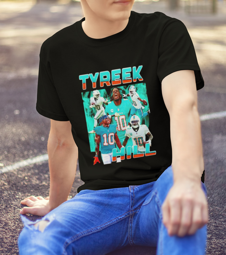 TYREEK HILL Picture Collage Miami Dolphins Football Images T-Shirt