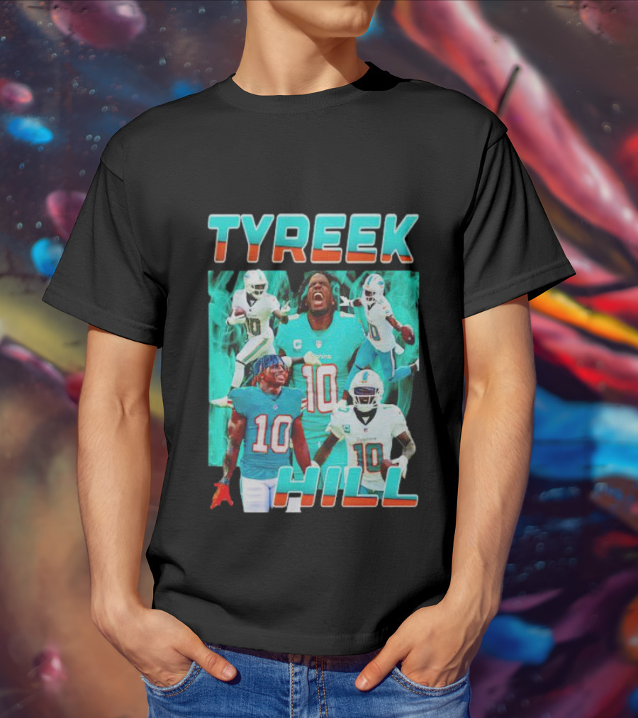 TYREEK HILL Picture Collage Miami Dolphins Football Images T-Shirt