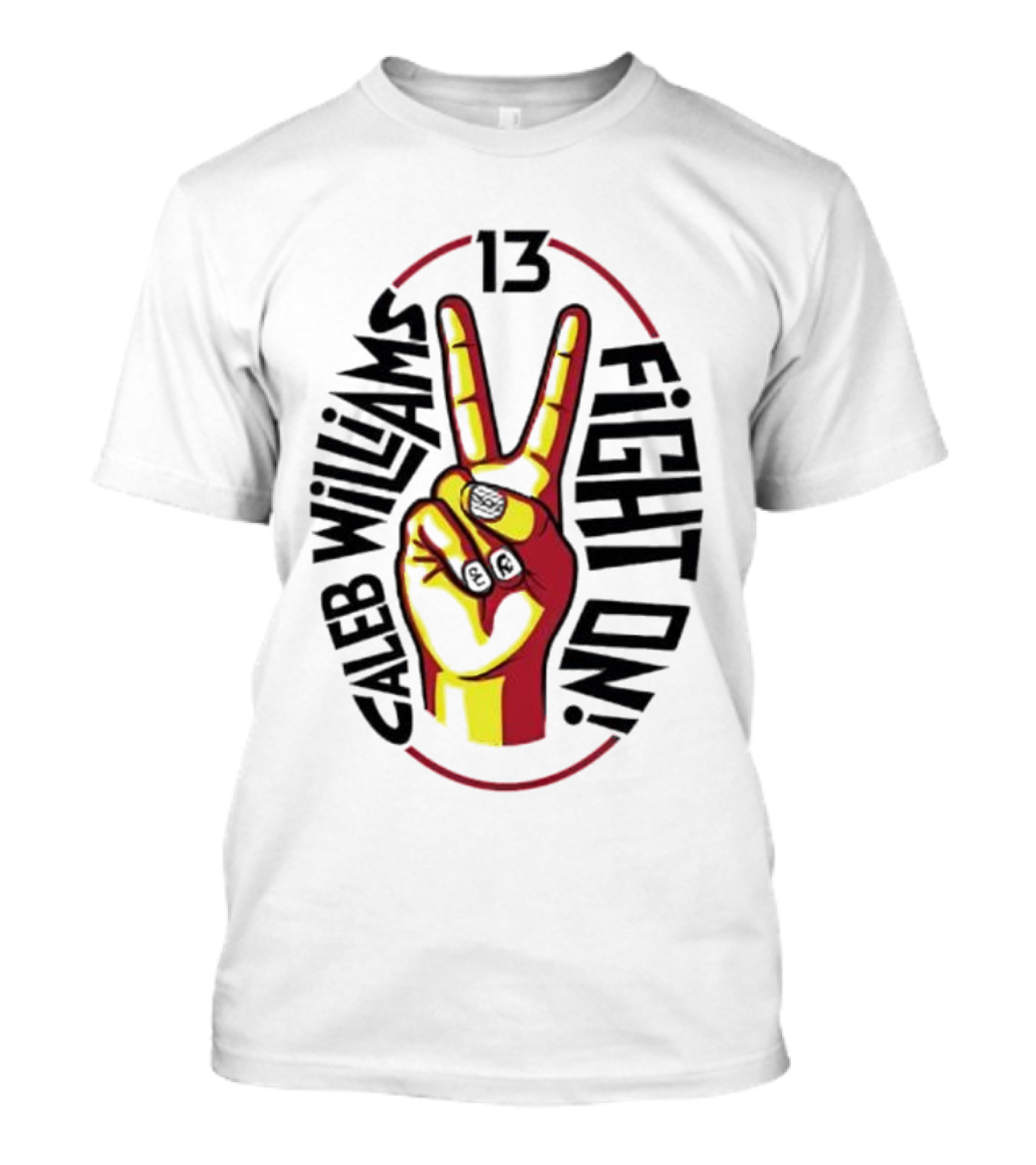 Caleb Williams 13 Fight On USC Trojans Peace Sign T-Shirt