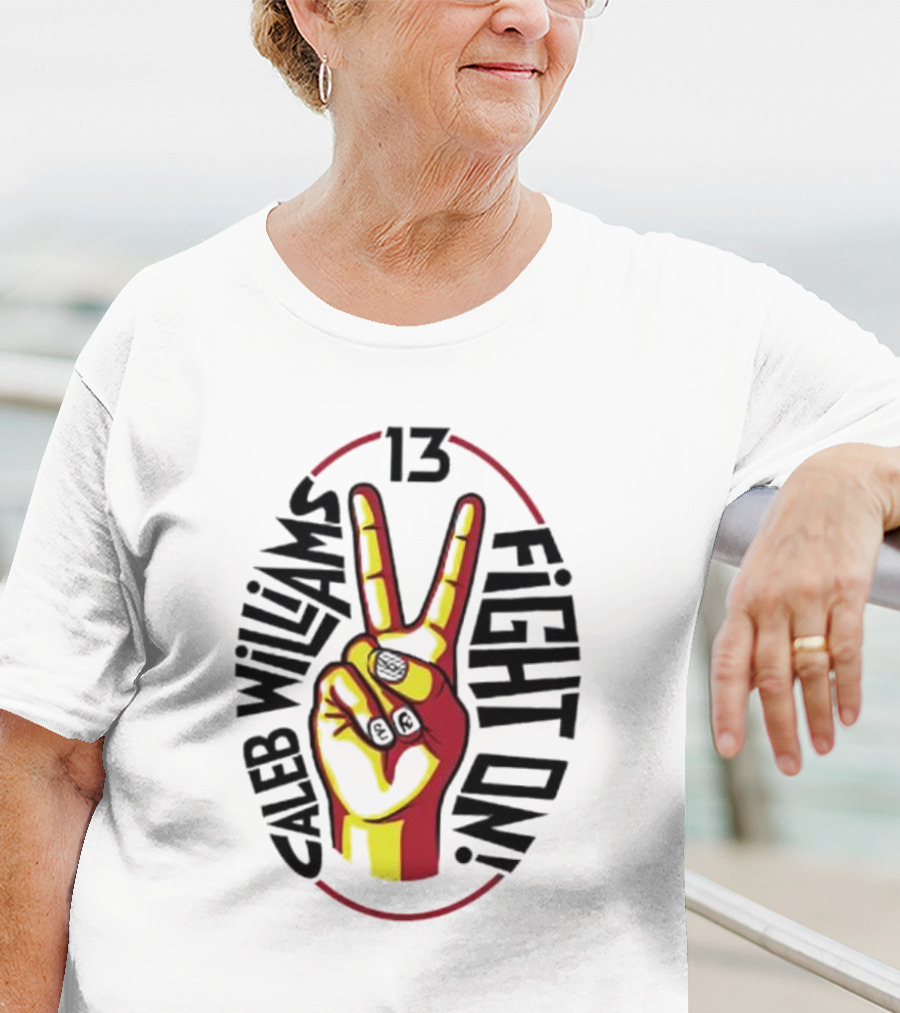 Caleb Williams 13 Fight On USC Trojans Peace Sign T-Shirt