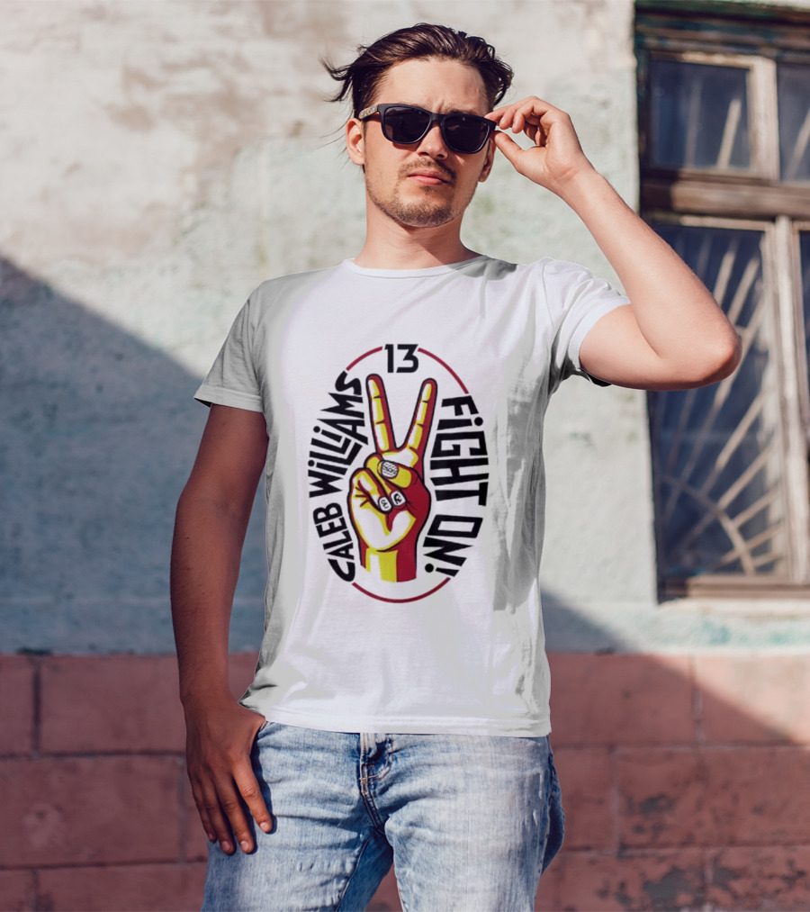 Caleb Williams 13 Fight On USC Trojans Peace Sign T-Shirt